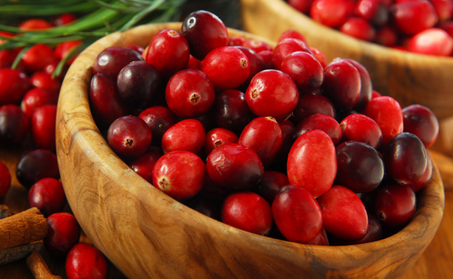 Cranberries in bowls