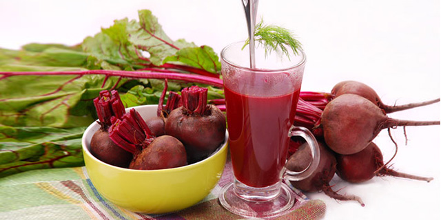 fresh beets with leaves and clear soup